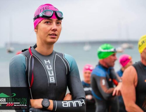 Masters Swimmer preparing to wear the Silver Fern